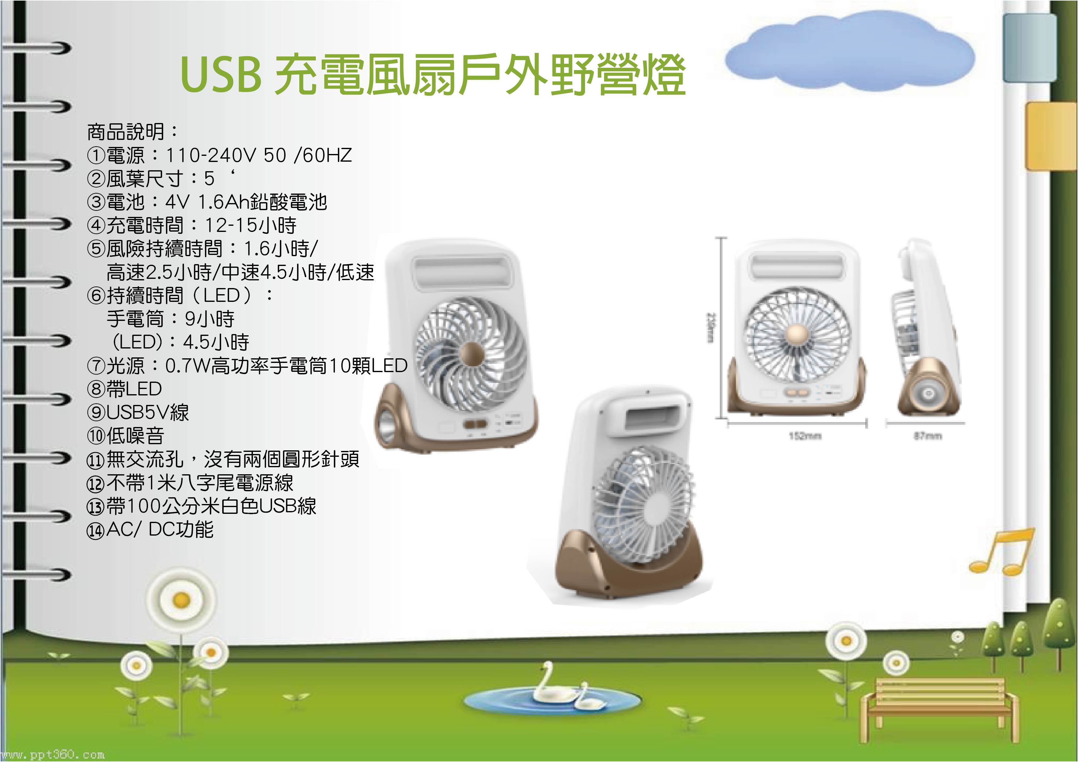20181012 USB 充電風扇戶外野營燈-300